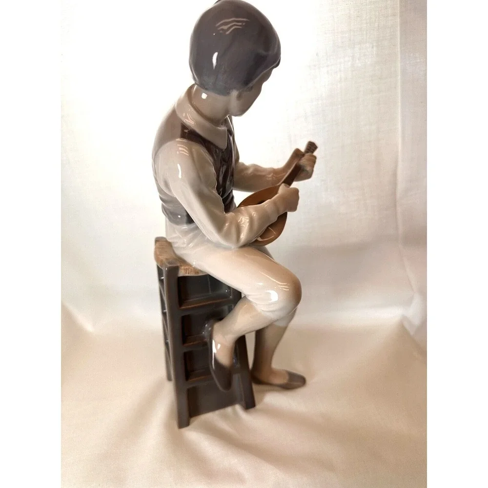 B & G- Bing & Grondahl Boy Playing‎ Mandolin 11.25 in.-Exc. Condition